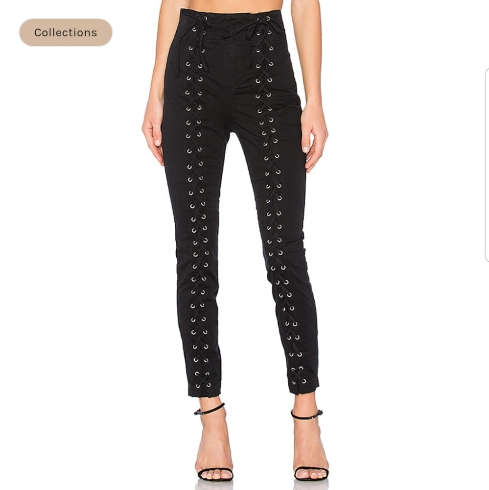 A.L.C. Black Lace-Up Skinny Pants